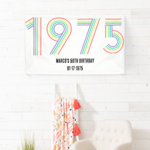 1975 Retro Vintage Rainbow Numeral 50th Birthday Banner