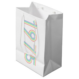 1975 Retro Vintage Rainbow Numeral 50th Birthday Medium Gift Bag