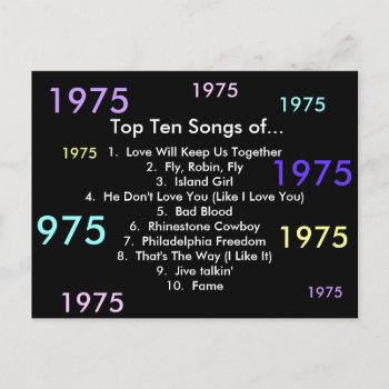 1975 Songs Postcard by archemedes at Zazzle