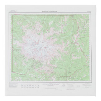 1975 Topo Map of Mount Rainier National Park Faux Canvas Print