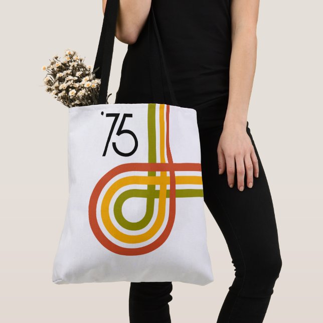1975 Trendy Retro Rainbow Stripes Tote Bag (Close Up)