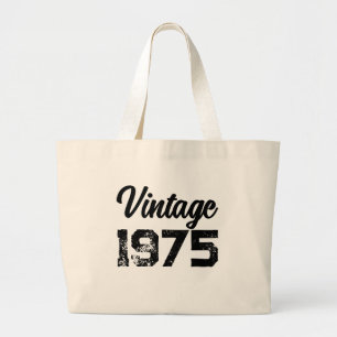 1975 Vintage  50th Birthday Custom Birth Year Large Tote Bag