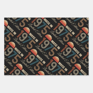 1975 Vintage 50th Birthday Wrapping Paper Sheets
