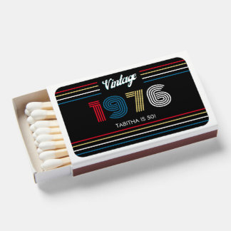 1976 50th Birthday Colorful Vintage Retro Stripe  Matchboxes