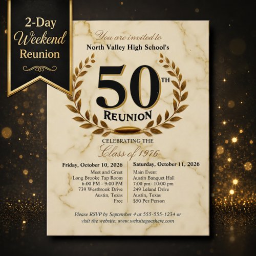 1976 50th Class Reunion Marble Gold Weekend Postcard