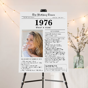 1976 Birthday Newspaper Welcome Sign Foam Boards