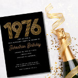 1976 Black and Faux Gold 50th Birthday Invitation<br><div class="desc">Celebrate with these 1976 inspired 50th birthday invitations.</div>