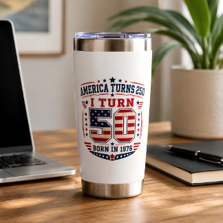 1976 Born 50th Birthday USA Flag  Insulated Tumbler