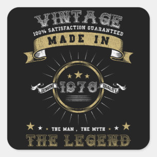 1976 Born Birthday Vintage Square Sticker