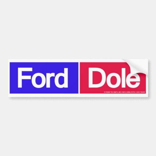 1976 Ford Dole For President Bumper Sticker