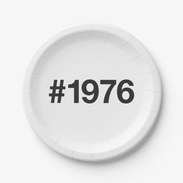 1976 Hashtag 50th birthday 50 years Paper Plates (Front)