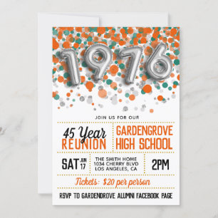1976 High School College Reunion Invitation
