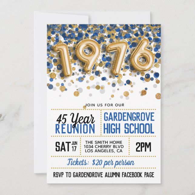 1976 High School College Reunion Invitation (Front)