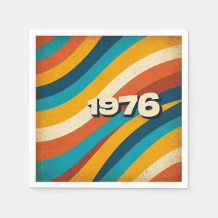 1976 Retro Paper Napkin Vintage 70s Groovy Stripes