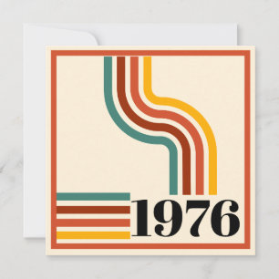 1976 Retro Stripe 50th Birthday Thank You Card
