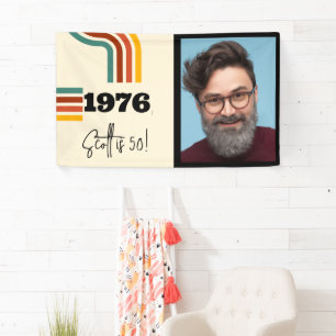 1976 Retro Stripe Photo Banner Vintage Style