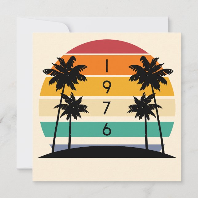 1976 Retro Stripe Sunset Vintage 50th Birthday Invitation (Front)