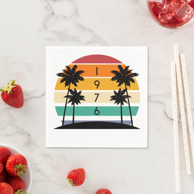 1976 Retro Stripe Sunset Vintage  Napkins (Insitu)