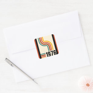 1976 Retro Stripes Vintage Square Sticker