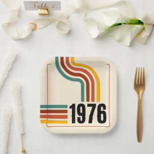 1976 Retro Vintage Poster 50th Birthday Paper Plates
