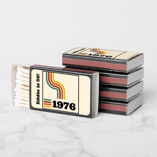 1976 Retro Vintage Poster Birthday or Reunion Matchboxes (Stacked)