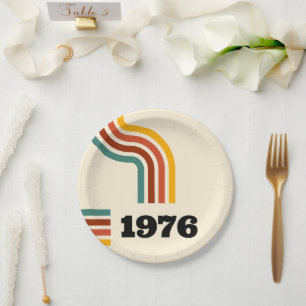 1976 Retro Vintage Poster Birthday or Reunion Paper Plates