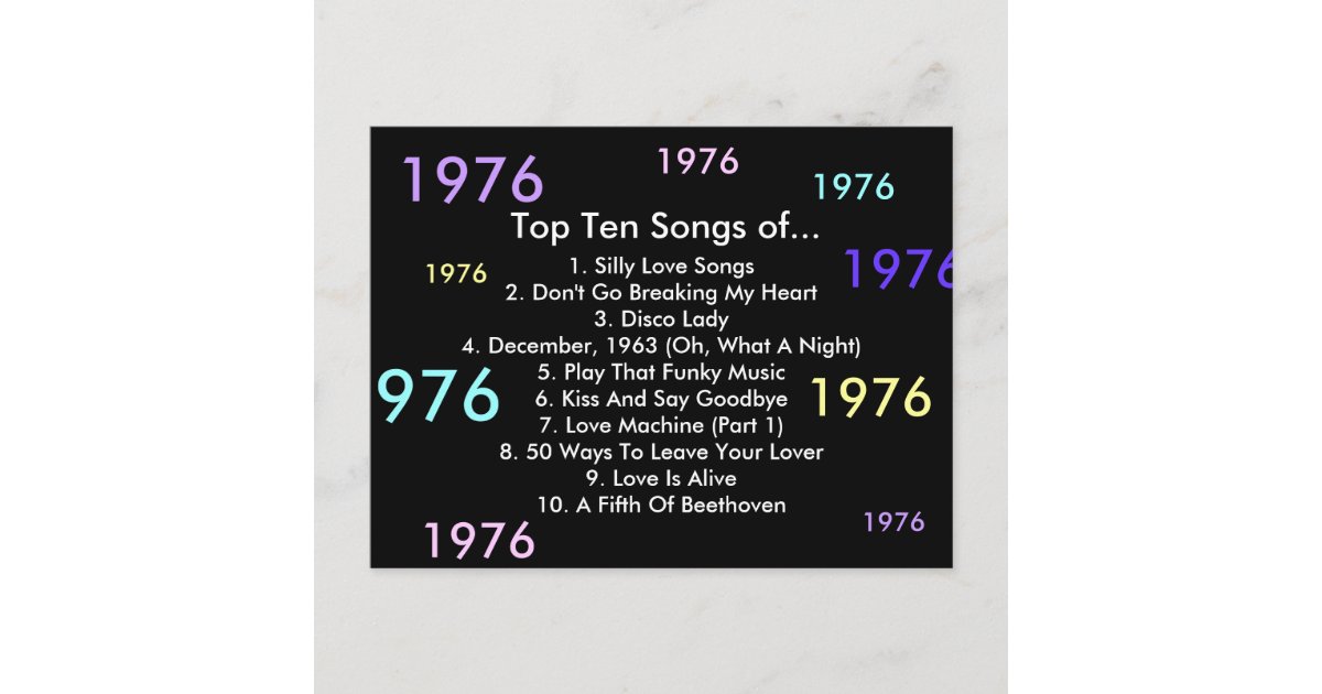 1976 Songs Postcard Zazzle