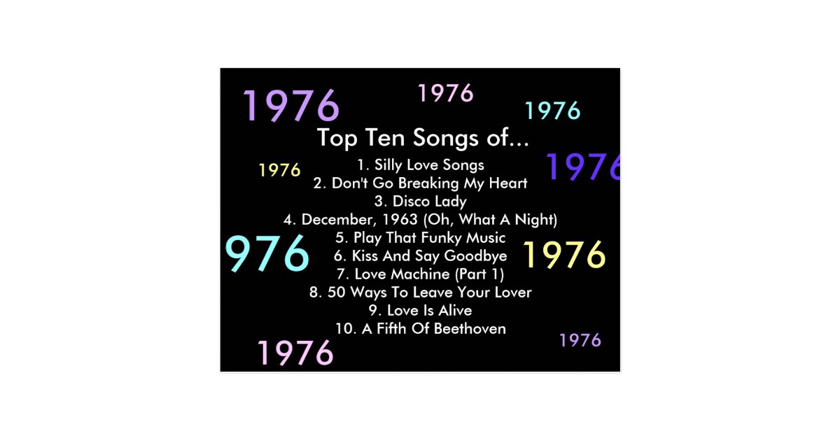 1976 Songs Postcard Zazzle