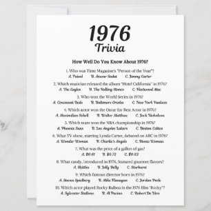 1976 Trivia Game 49th Birthday Party Game