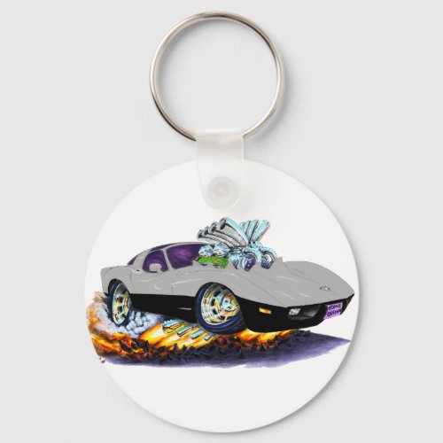 1977_79 Corvette Grey_Black Car Keychain