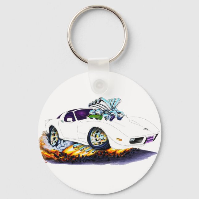 1977-79 Corvette White Car Keychain (Front)