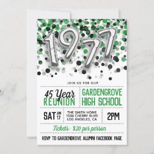 1977 High School College Reunion Invitation