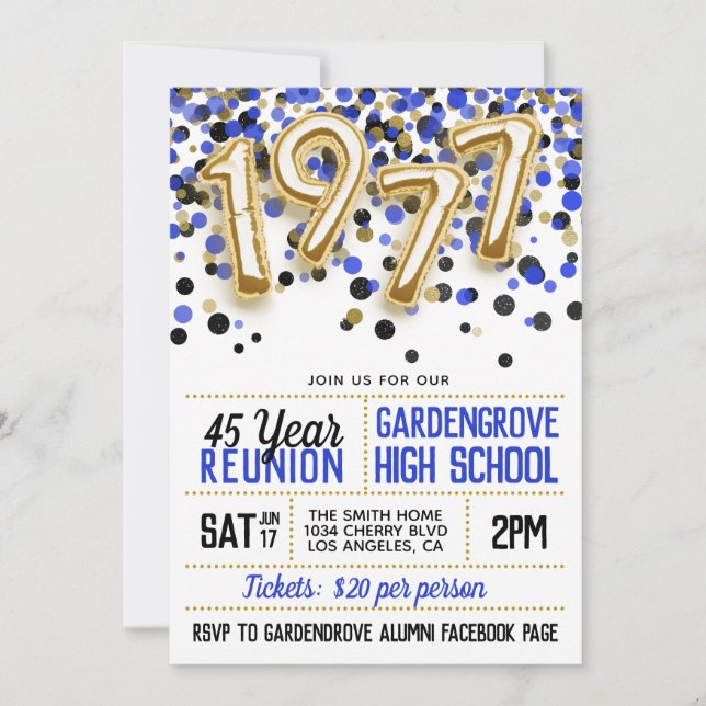 1977 High School College Reunion Invitation (Front)