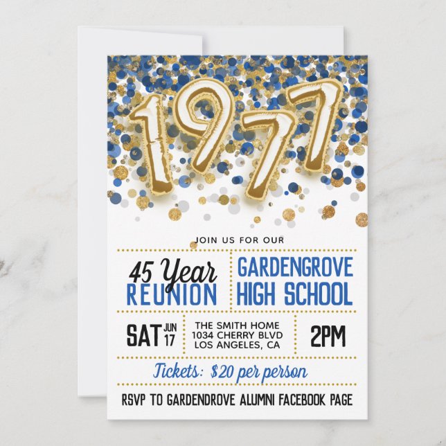 1977 High School College Reunion Invitation (Front)