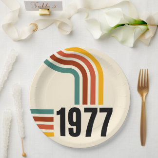 1977 Retro Vintage Poster 50th Birthday Paper Plates