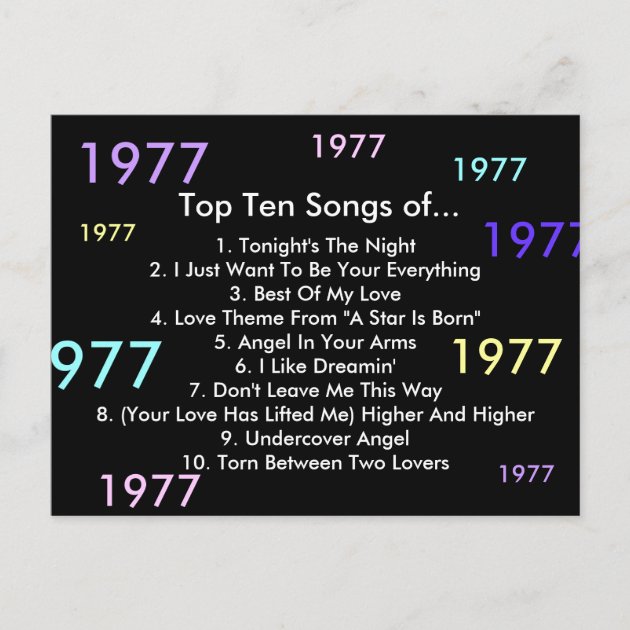 1977 Songs Postcard | Zazzle