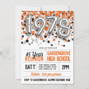 1978 High School College Reunion Invitation