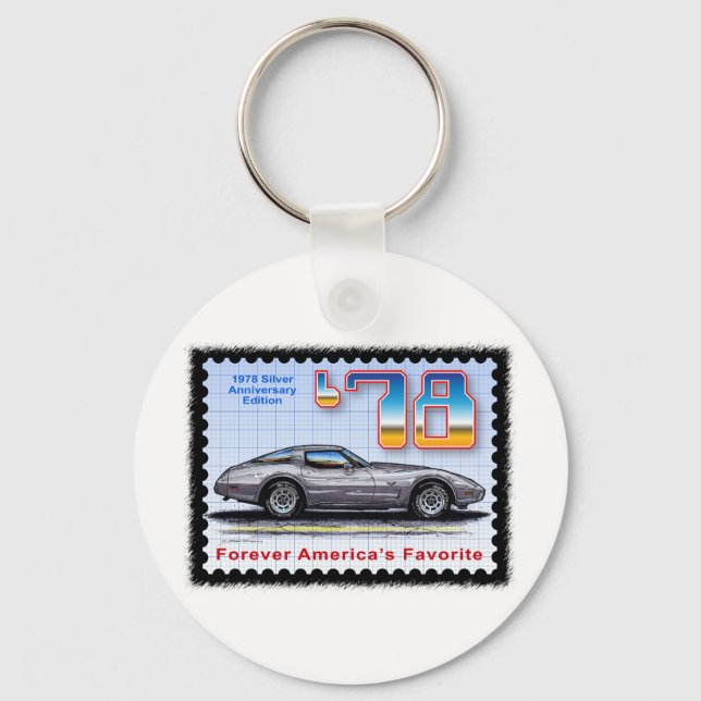 1978 Silver Anniversary Special Edition Corvette Keychain (Front)