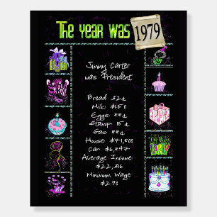 1979 Birth Year Fun Trivia for Party Foam Board