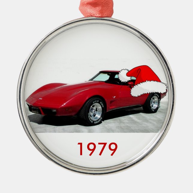 1979 Christmas Red Corvette Metal Ornament (Front)