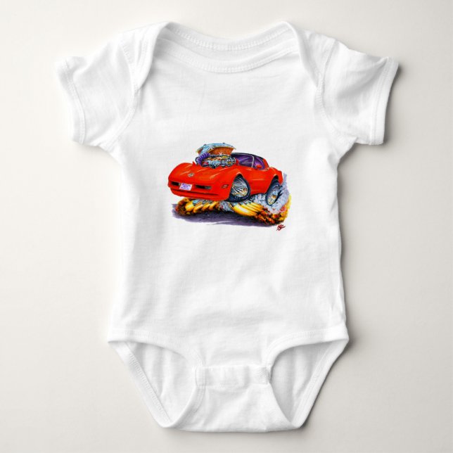 1980-82 Corvette Red Car Baby Bodysuit (Front)
