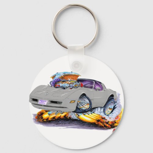 1980_82 Corvette Silver Car Keychain