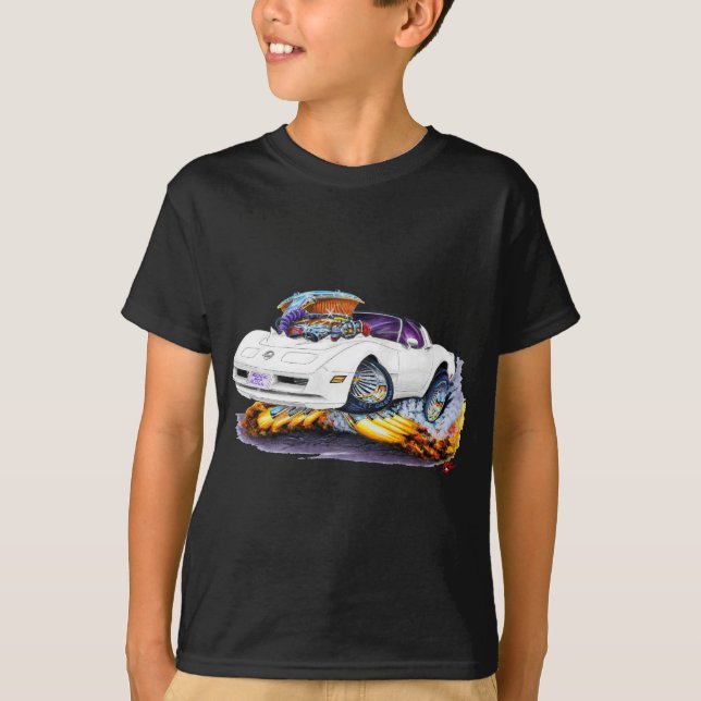 1980-82 Corvette White Car T-Shirt (Front)