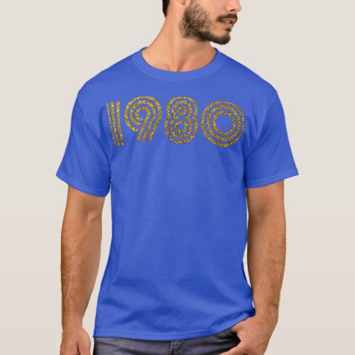 1980 Birth Year Glitter Effect T_Shirt