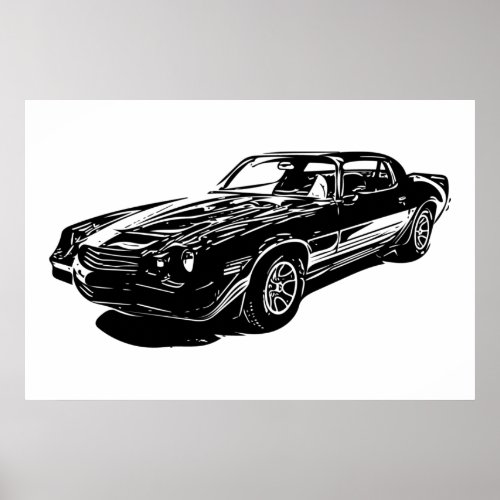 1980 Camaro Black And White Minimalist Design. Poster