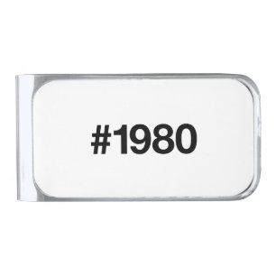 1980 Hashtag 46th birthday 46 years Silver Finish Money Clip