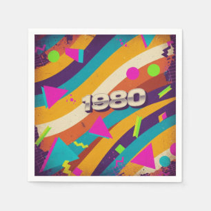 1980 - Retro Vintage 80s Neon Geometric - Napkins