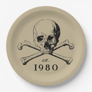 1980 Skull Gothic 43rd Birthday Party Halloween Paper Plates