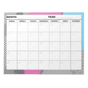 1980s 3D Geometric Blank Calendar Notepad