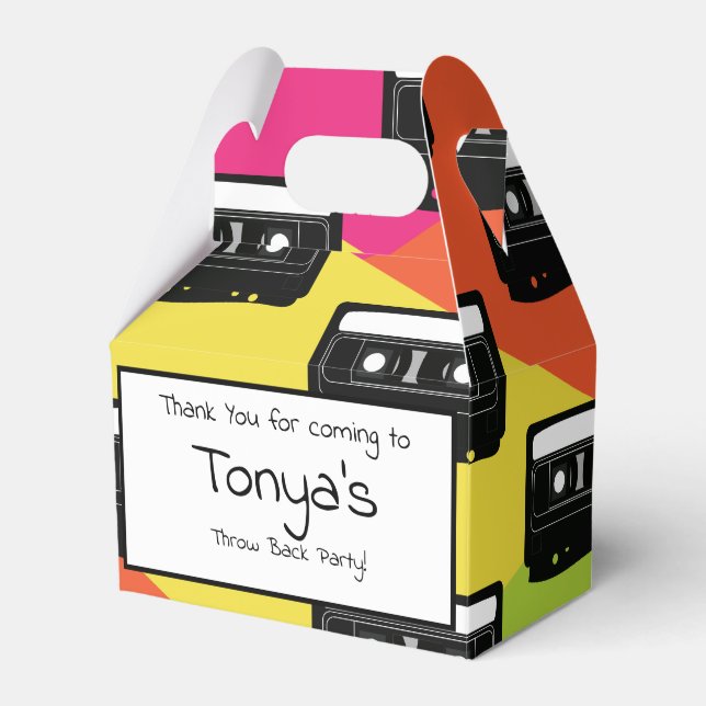 1980's 90's Cassette Tween Birthday Neon Favor Boxes (Front Side)